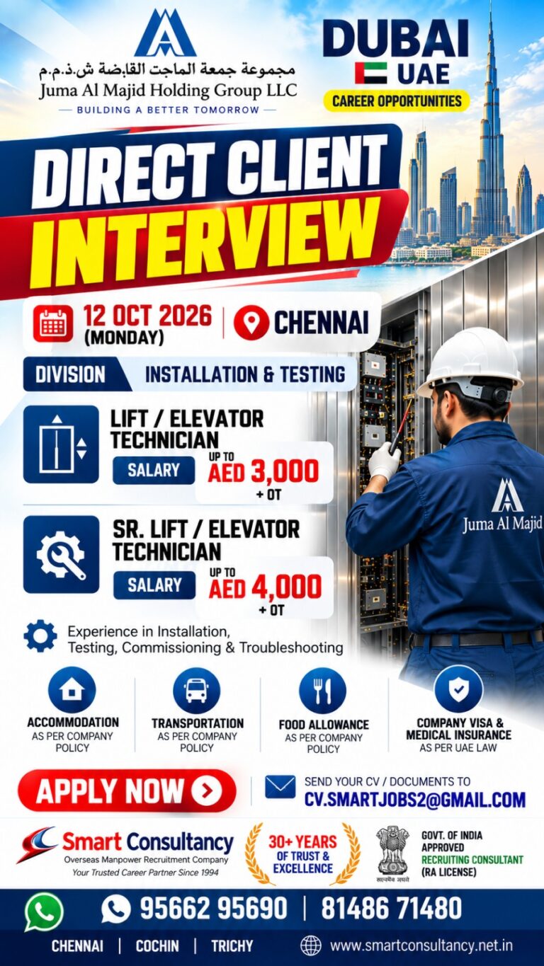 🇦🇪 DUBAI JOB OPPORTUNITIES | LIFT / ELEVATOR TECHNICIANS