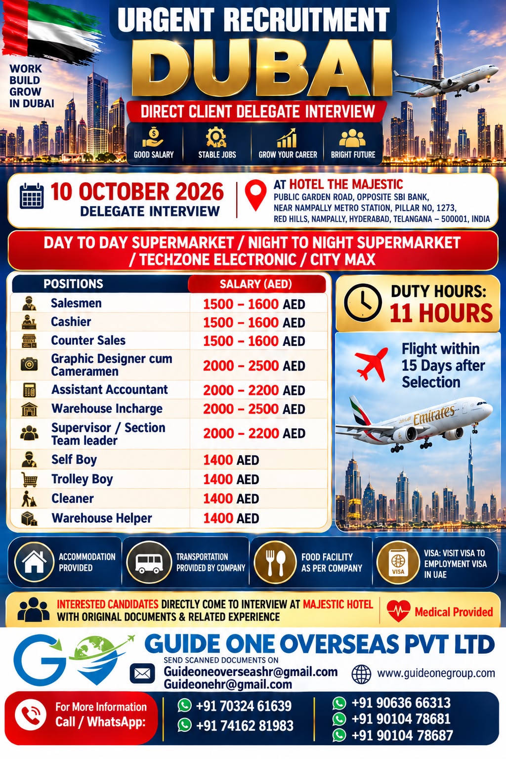 URGENT REUIREMENT FOR DUBAI