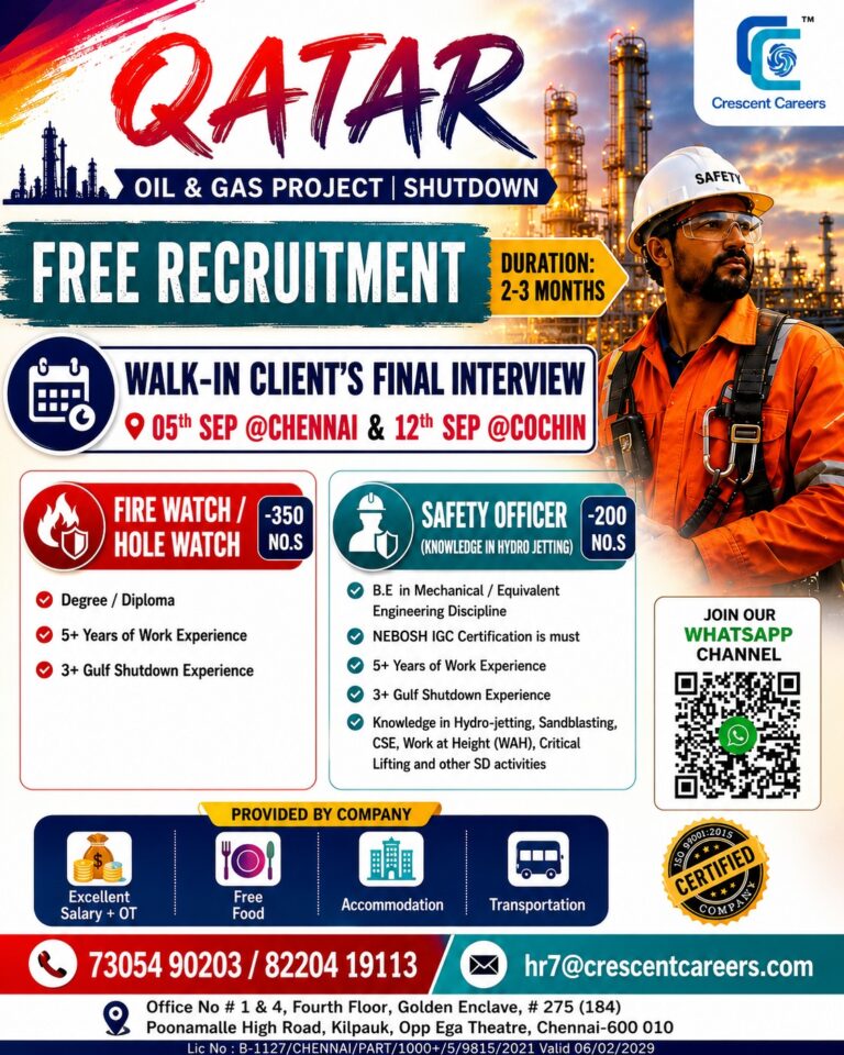 π¨ Immediate Hiring for Qatar β Oil & Gas Shutdown Project πΆπ¦ 7 π¨ Immediate Hiring for Qatar β Oil & Gas Shutdown Project πΆπ¦