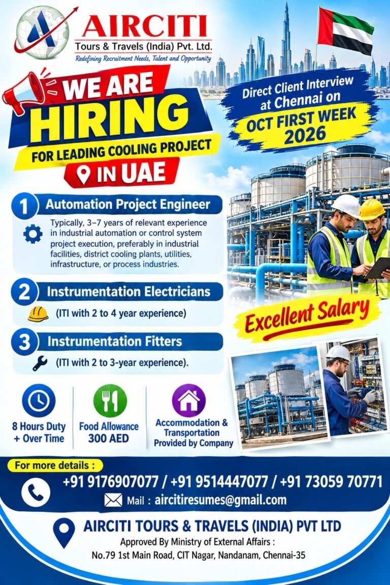 We are Hiring for UAE Cooling Project