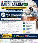URGENT HIRING – SAUDI ARABIA Painting Supervisor (Wood Finishing Experience)